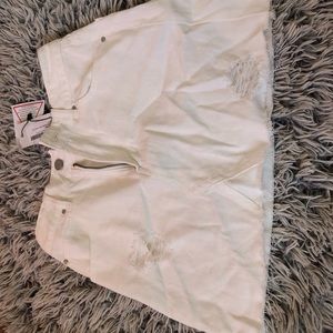 White Denim Mini Skirt